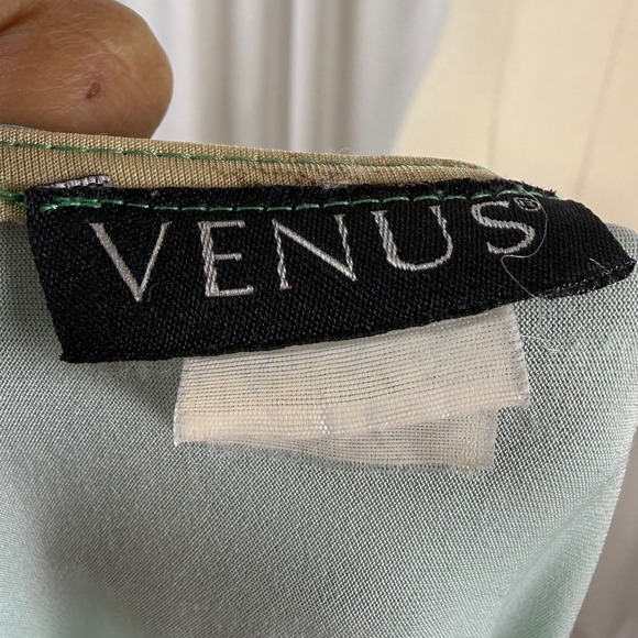 Vintage y2k Venus Leopard Floral Jewel Embellished Tunic Top Turquoise V-Neck - Picture 4 of 4